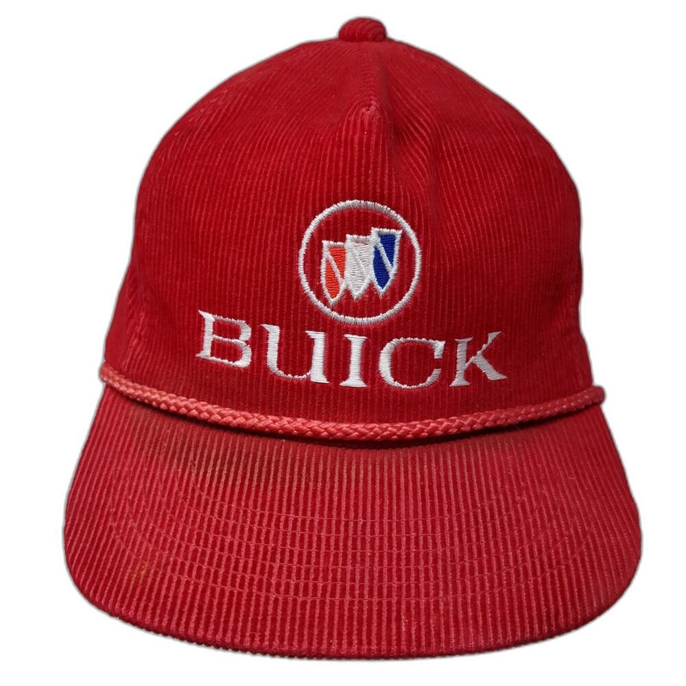 Buick Strapback Rope Hat Red One Size Adjustable Embroidered Corduroy